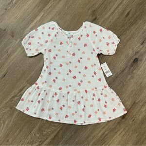 Dip Toddler Girl 2T Floral Cotton Dress White Peplum Hem NWT Retail $19